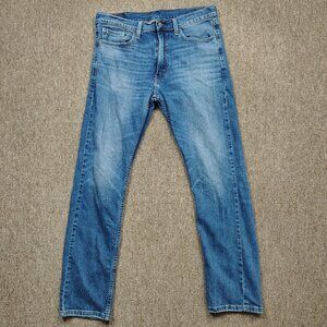 LEVI'S 513 Slim Straight Jeans Men's 34x32 Blue Cotton Blend Stretch Denim